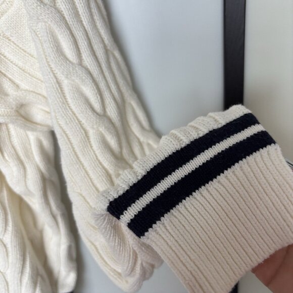 ABERCROMBIE & FITCH Cable knit Oversized Varsity Prep Sweater Women’s XL Tennis - Picture 7 of 13